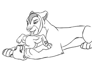 Kiara and Nala clean up
