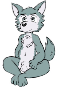 Excited naked wolf pup