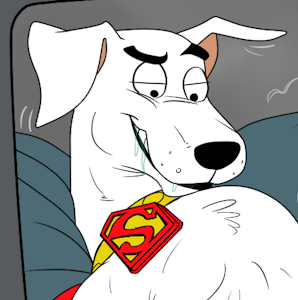 Deep Dicked Dog: Krypto WHITE on BLACK (COMMISSION) >:0