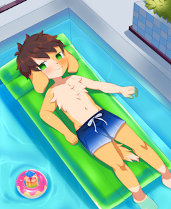 Makku in the swimming pool.