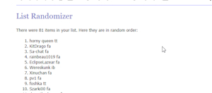 Raffle result!