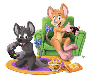 Mausie and Iris Playing Games