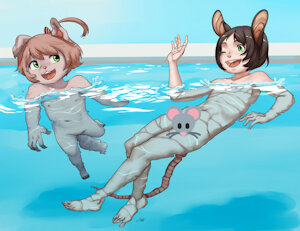 Sundae and Billa Skinnydip (art by Aogami)