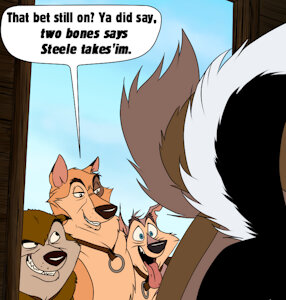 "Two bones says Steele takes'im"