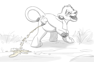 Simba peeing