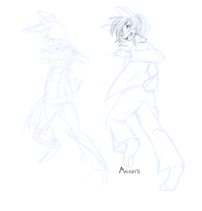 Abandoned sketch of an action pose