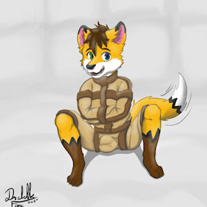 Drakethefox loves his straitjacket