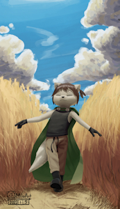 Walking through a field