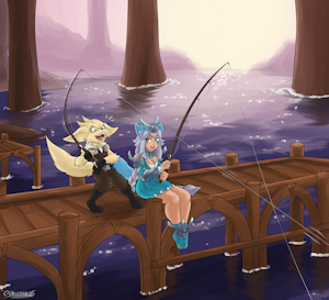 Pip and Io on a Fishing trip
