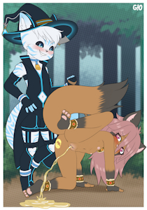 Taking the puppy for a walk