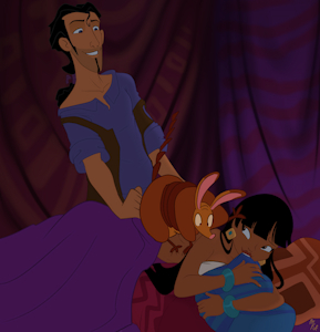 Bibo gives Chel a massage while Tulio tucks her in like a good husbando