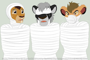 Three Wise Mummified Lions