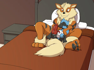 Rioulu and Arcanine Cuddles and buttstuff