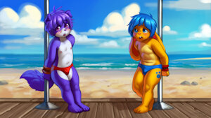 Exposed at the beach [commission]