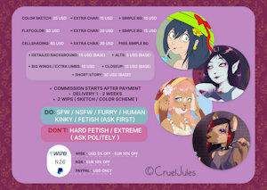 CruelJules is open for commissions!