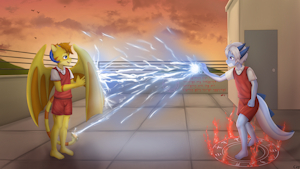 (commission) archy and ren learning magic!