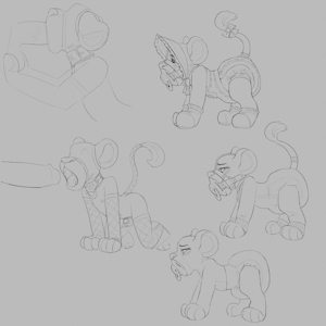 July sketches (lions, humans, etc)