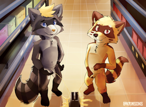 Two raccoons one cheese grater