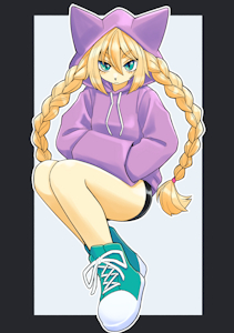 Cat lady in hoodie