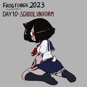 Frogtober 2023 ( +Kinktober )  Day 10 - School Uniform
