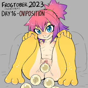 Frogtober 2023 ( +Kinktober )  Day 16 - Oviposition