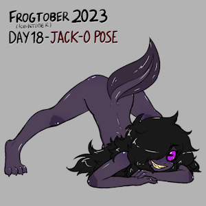 Frogtober 2023 ( +Kinktober ) Day 18 - Jack-O Pose
