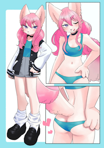 Pink dog lady