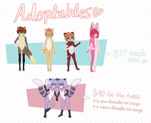 Last adoptables of March :3 (+tanuki twins)