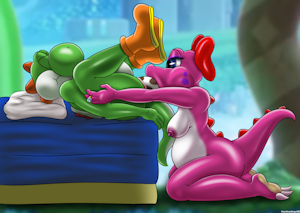 Birdo Eating Yoshi Egg - HeartlessAngel3D