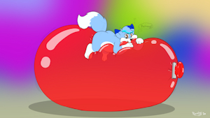 Just a Fat Blue Fox Boi and his "BIG RED" Orb of Rubber.