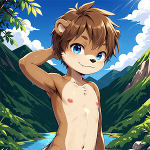 Otter boy in the lake