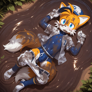 Tails In the Mud with his pants down,