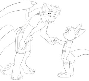 Playing with the little joey