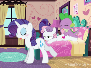 MLP Commission - Rarity, Sweetie Belle and Spike
