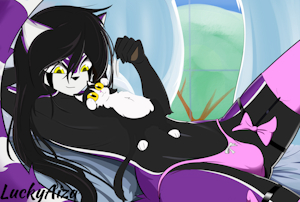Teasing my Pussy with a Feather (Art by LuckyAiza)