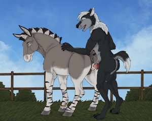 Taking care of the donkey by HiroFence