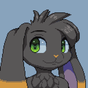 Animated pixel bun portrait
