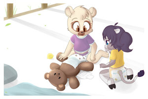Training to be babysitters (Draw-over by Kas-min)