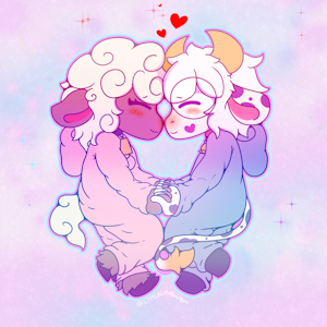 Pastel cow and sheep