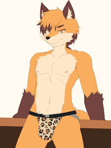 Mikey the fox and the leopard print jockstrap