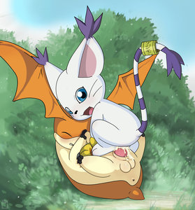 gatomon and patamon makes penis cheese 
