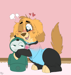 *C*_Cuddling the cute toy