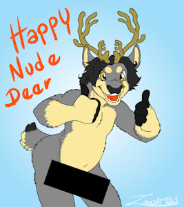 Happy nude deer