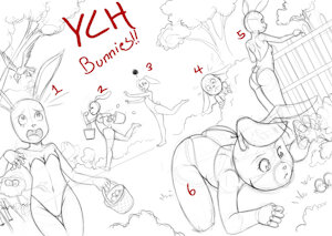 YCH: Bunny girls in bunnys suits looking for bunny eggs