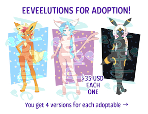 Eeveelutions for adoption (OPEN)