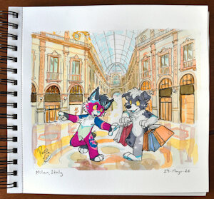 Watercolor Journey: Mica and Porter in Milan (10/20)