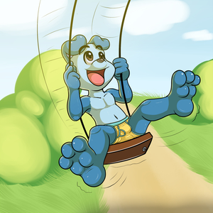 Puppy on a Swing