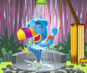 Paupau taking his shower