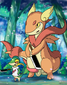 A baginazard and snivy