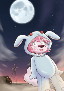 Courage the rabbit suit dog boy